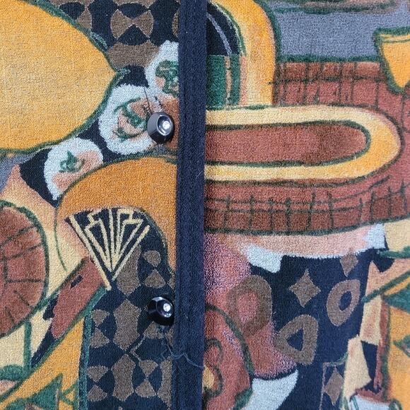 Vintage Brown Artistic Button Up  Blouse Size Large - Picture 4 of 6